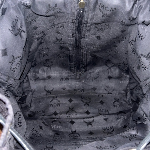 MCM Vintage Black and Gold Hardware Jacquard Classic Drawstring Nylon Backpack - Picture 11 of 11